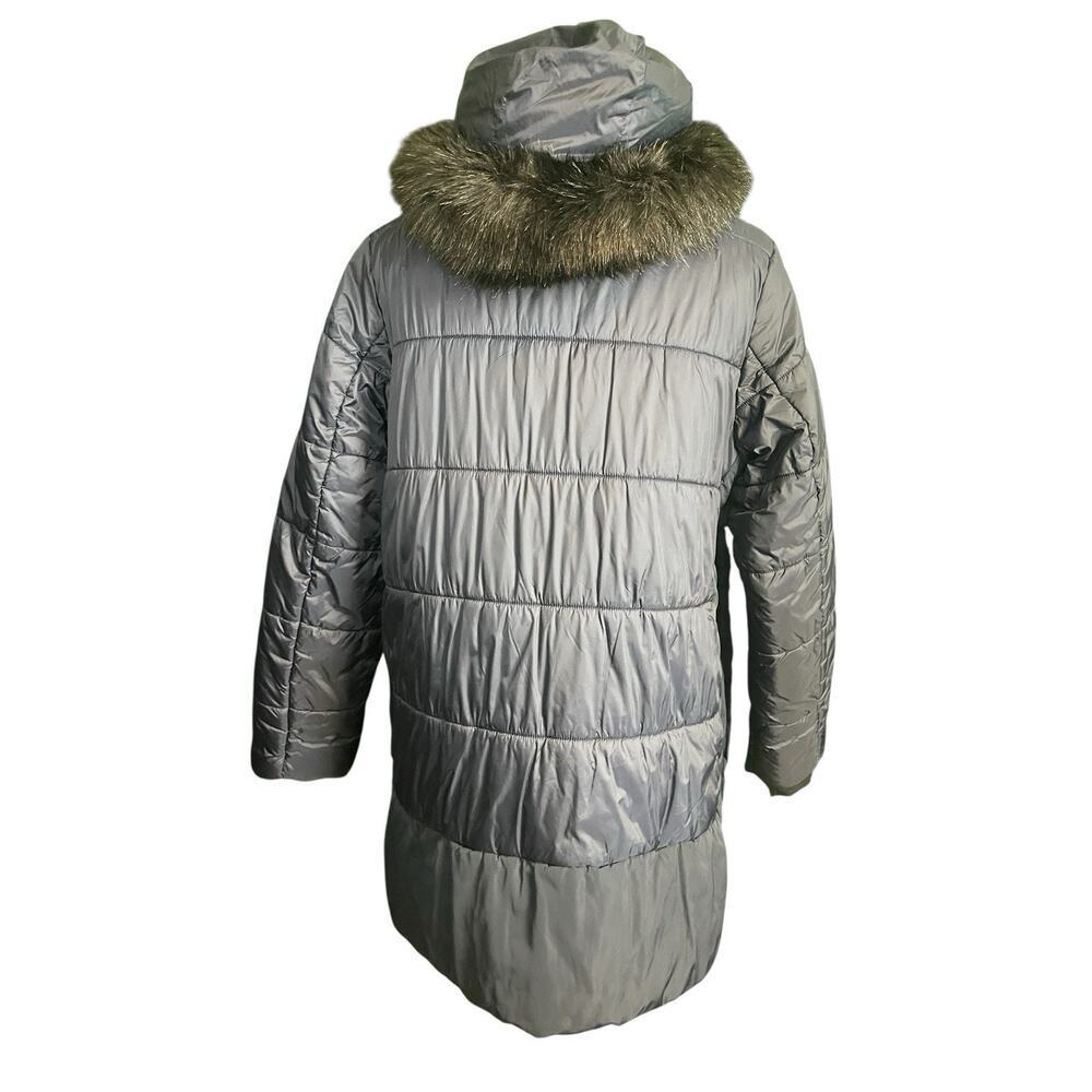 Isaac Mizrahi Live! Puffer Coat w/ Faux Fur Trim Hood Dark Navy Women Size M - Picture 5 of 12